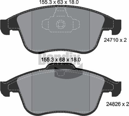 BENDIX Braking BPD1066 — Zestaw klocków hamulcowych, hamulce tarczowe