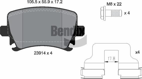 BENDIX Braking BPD1062 — Zestaw klocków hamulcowych, hamulce tarczowe