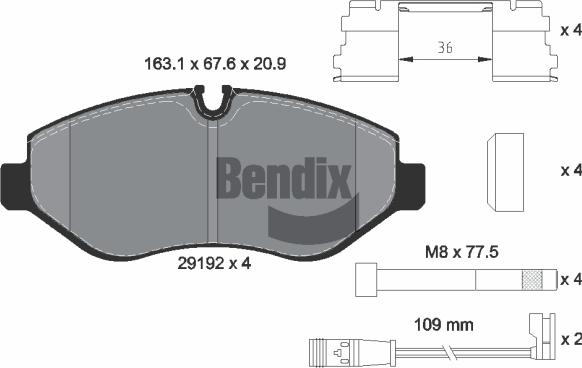 BENDIX Braking BPD1008 — Zestaw klocków hamulcowych, hamulce tarczowe