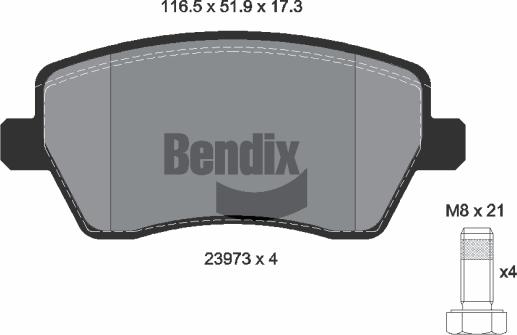 BENDIX Braking BPD1003 — Zestaw klocków hamulcowych, hamulce tarczowe