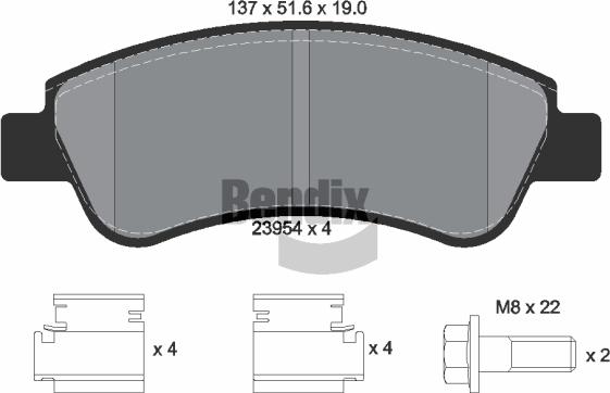 BENDIX Braking BPD1002 — Zestaw klocków hamulcowych, hamulce tarczowe