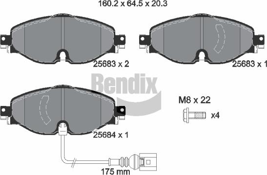 BENDIX Braking BPD1016 — Zestaw klocków hamulcowych, hamulce tarczowe