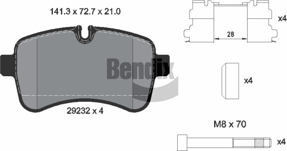 BENDIX Braking BPD1080 — Zestaw klocków hamulcowych, hamulce tarczowe