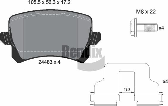 BENDIX Braking BPD1082 — Zestaw klocków hamulcowych, hamulce tarczowe