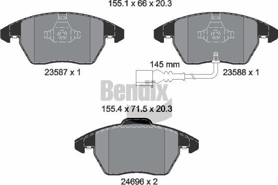 BENDIX Braking BPD1087 — Zestaw klocków hamulcowych, hamulce tarczowe