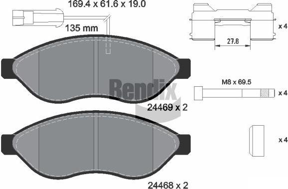BENDIX Braking BPD1034 — Zestaw klocków hamulcowych, hamulce tarczowe