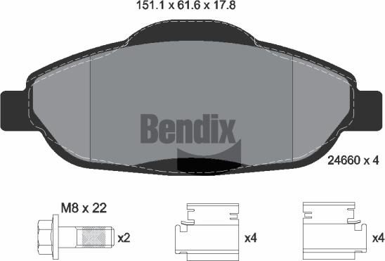 BENDIX Braking BPD1036 — Zestaw klocków hamulcowych, hamulce tarczowe