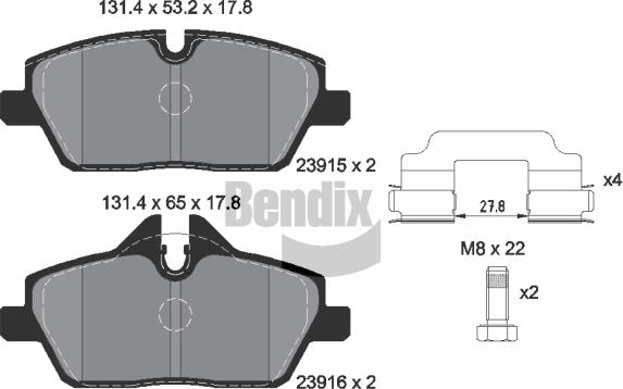 BENDIX Braking BPD1030 — Zestaw klocków hamulcowych, hamulce tarczowe