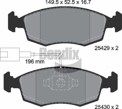 BENDIX Braking BPD1033 — Zestaw klocków hamulcowych, hamulce tarczowe