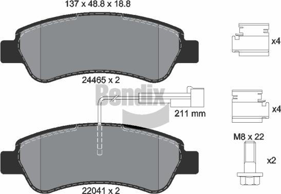 BENDIX Braking BPD1025 — Zestaw klocków hamulcowych, hamulce tarczowe