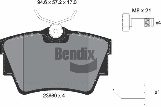 BENDIX Braking BPD1021 — Zestaw klocków hamulcowych, hamulce tarczowe