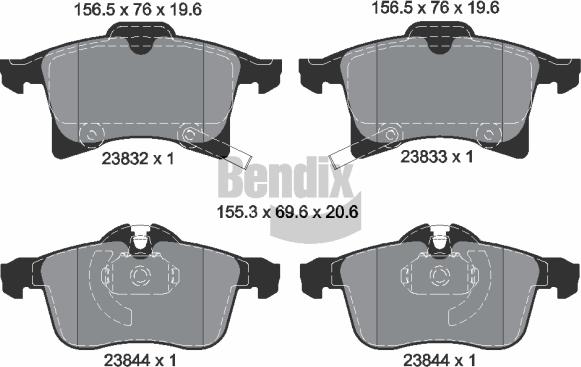BENDIX Braking BPD1022 — Zestaw klocków hamulcowych, hamulce tarczowe