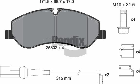 BENDIX Braking BPD1074 — Zestaw klocków hamulcowych, hamulce tarczowe