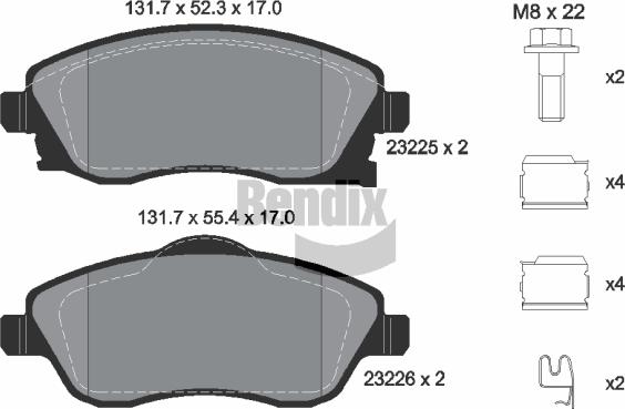 BENDIX Braking BPD1070 — Zestaw klocków hamulcowych, hamulce tarczowe