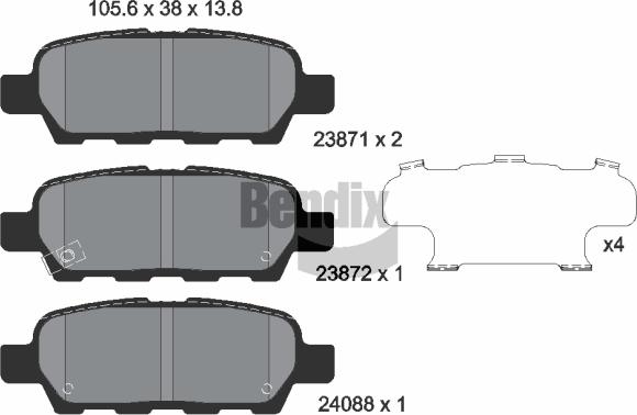 BENDIX Braking BPD1071 — Zestaw klocków hamulcowych, hamulce tarczowe
