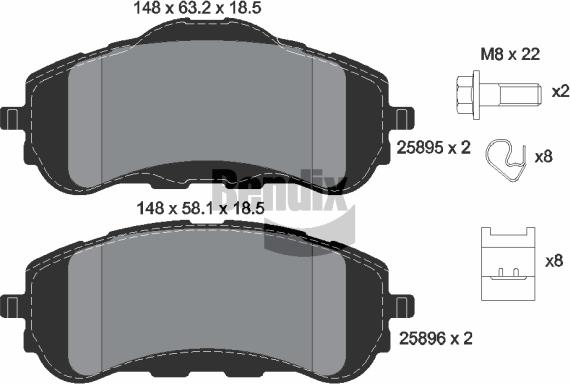 BENDIX Braking BPD1072 — Zestaw klocków hamulcowych, hamulce tarczowe