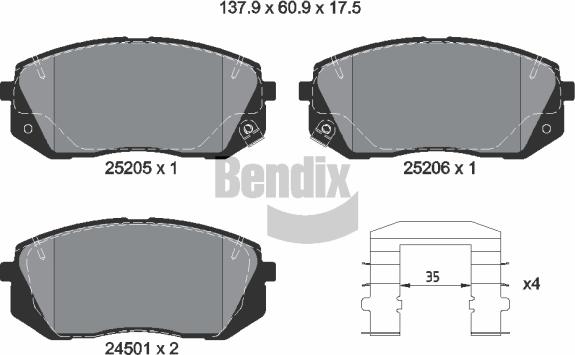 BENDIX Braking BPD1077 — Zestaw klocków hamulcowych, hamulce tarczowe