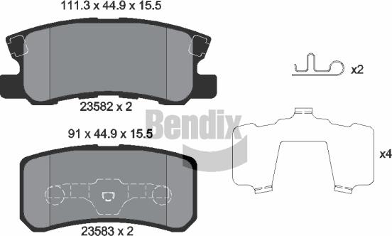 BENDIX Braking BPD1199 — Zestaw klocków hamulcowych, hamulce tarczowe