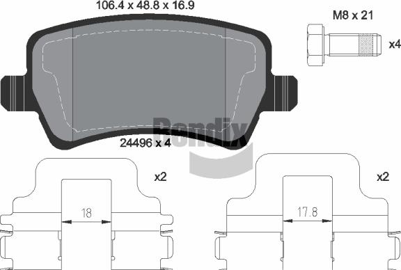 BENDIX Braking BPD1194 — Zestaw klocków hamulcowych, hamulce tarczowe