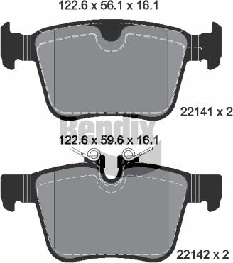 BENDIX Braking BPD1193 — Zestaw klocków hamulcowych, hamulce tarczowe