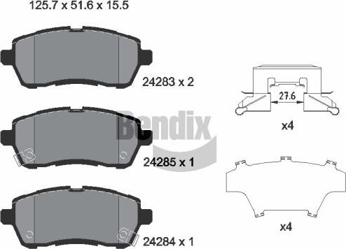 BENDIX Braking BPD1144 — Zestaw klocków hamulcowych, hamulce tarczowe