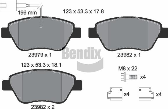 BENDIX Braking BPD1140 — Zestaw klocków hamulcowych, hamulce tarczowe