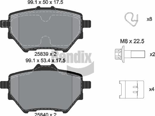 BENDIX Braking BPD1158 — Zestaw klocków hamulcowych, hamulce tarczowe