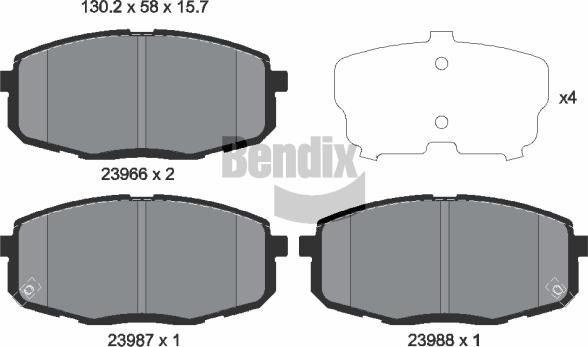 BENDIX Braking BPD1153 — Zestaw klocków hamulcowych, hamulce tarczowe