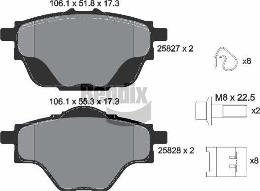 BENDIX Braking BPD1162 — Zestaw klocków hamulcowych, hamulce tarczowe