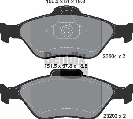 BENDIX Braking BPD1104 — Zestaw klocków hamulcowych, hamulce tarczowe