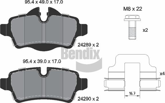 BENDIX Braking BPD1101 — Zestaw klocków hamulcowych, hamulce tarczowe