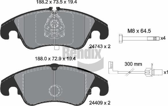 BENDIX Braking BPD1108 — Zestaw klocków hamulcowych, hamulce tarczowe