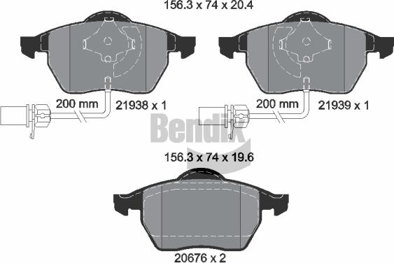 BENDIX Braking BPD1119 — Zestaw klocków hamulcowych, hamulce tarczowe