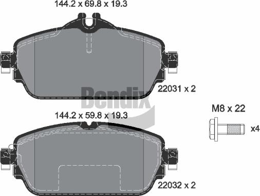 BENDIX Braking BPD1115 — Zestaw klocków hamulcowych, hamulce tarczowe