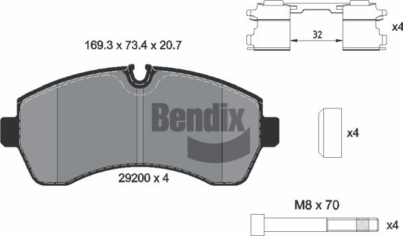 BENDIX Braking BPD1110 — Zestaw klocków hamulcowych, hamulce tarczowe