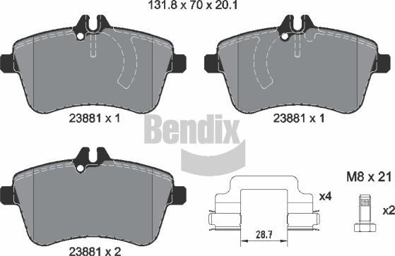 BENDIX Braking BPD1113 — Zestaw klocków hamulcowych, hamulce tarczowe