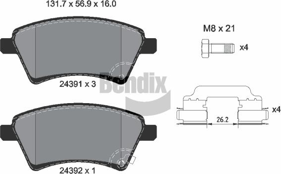 BENDIX Braking BPD1181 — Zestaw klocków hamulcowych, hamulce tarczowe