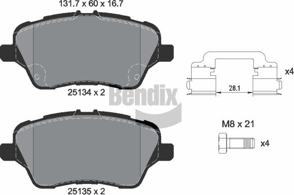 BENDIX Braking BPD1139 — Zestaw klocków hamulcowych, hamulce tarczowe