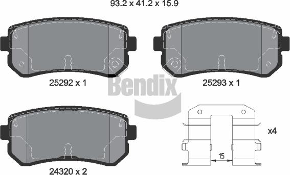BENDIX Braking BPD1136 — Zestaw klocków hamulcowych, hamulce tarczowe
