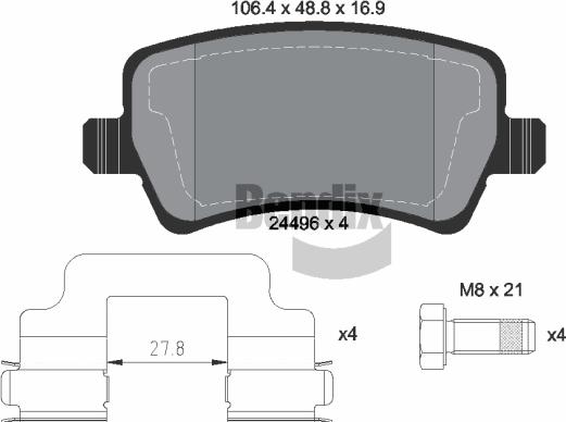 BENDIX Braking BPD1138 — Zestaw klocków hamulcowych, hamulce tarczowe