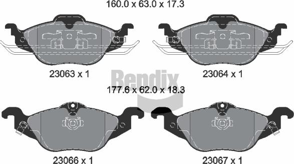 BENDIX Braking BPD1129 — Zestaw klocków hamulcowych, hamulce tarczowe