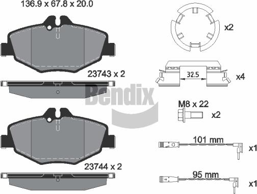 BENDIX Braking BPD1126 — Zestaw klocków hamulcowych, hamulce tarczowe