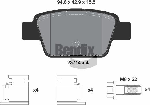 BENDIX Braking BPD1120 — Zestaw klocków hamulcowych, hamulce tarczowe