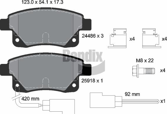 BENDIX Braking BPD1121 — Zestaw klocków hamulcowych, hamulce tarczowe