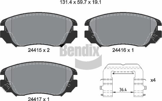 BENDIX Braking BPD1179 — Zestaw klocków hamulcowych, hamulce tarczowe