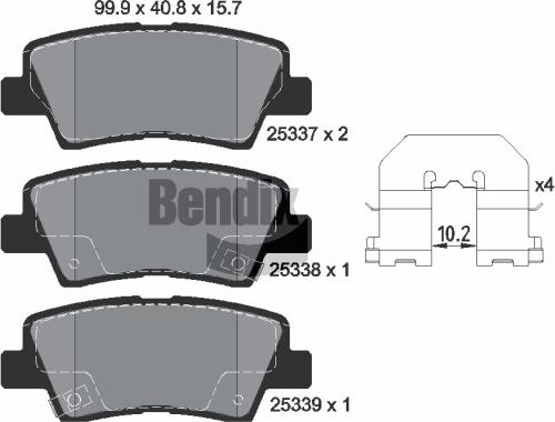 BENDIX Braking BPD1176 — Zestaw klocków hamulcowych, hamulce tarczowe