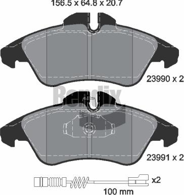 BENDIX Braking BPD1170 — Zestaw klocków hamulcowych, hamulce tarczowe