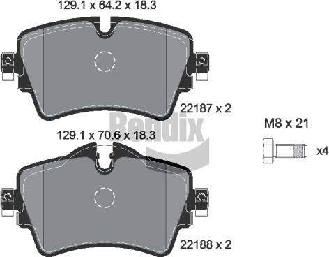 BENDIX Braking BPD1171 — Zestaw klocków hamulcowych, hamulce tarczowe