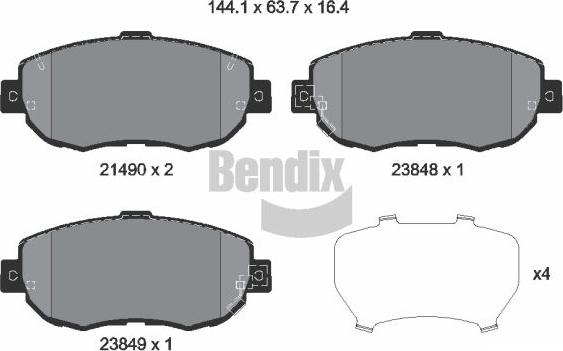 BENDIX Braking BPD1801 — Zestaw klocków hamulcowych, hamulce tarczowe