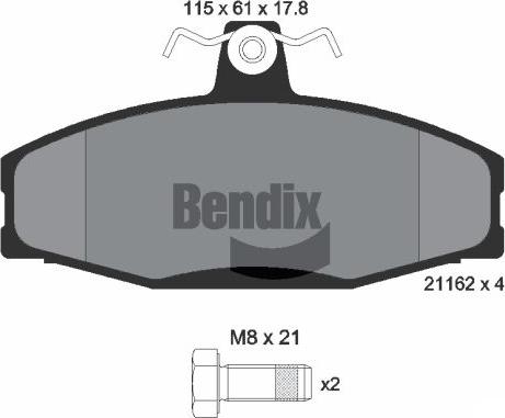 BENDIX Braking BPD1828 — Zestaw klocków hamulcowych, hamulce tarczowe
